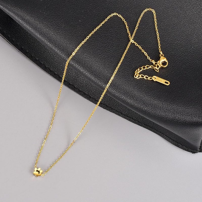 OIDIMS Dog Cat Paw Necklace Lovely Animal Choker Dainty Paw Print Pendant Necklace Chic Little Dog Kitten Pet Adjustable Charm Necklace Birthday Valentine's Day Gifts Minimalist Jewelry for Women Mom - Image 2